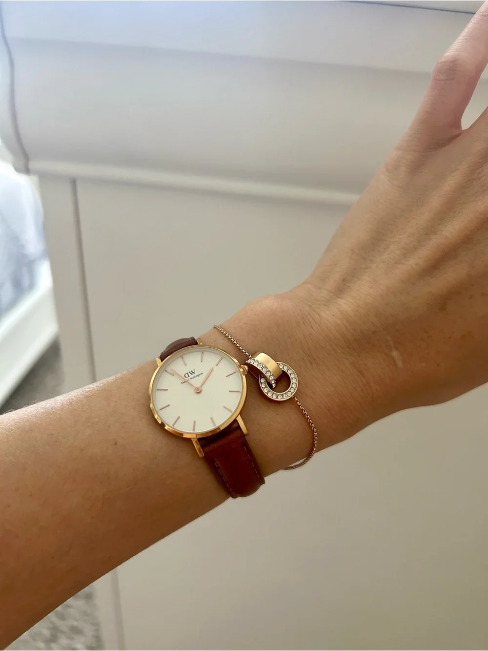 Swarovski Hollow Rose Gold Interlocking Circles Slider Bracelet